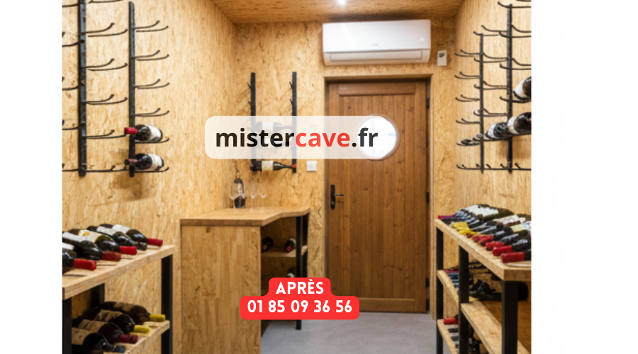Cave à vin Paris 16e après : casiers sur-mesure et climatisation