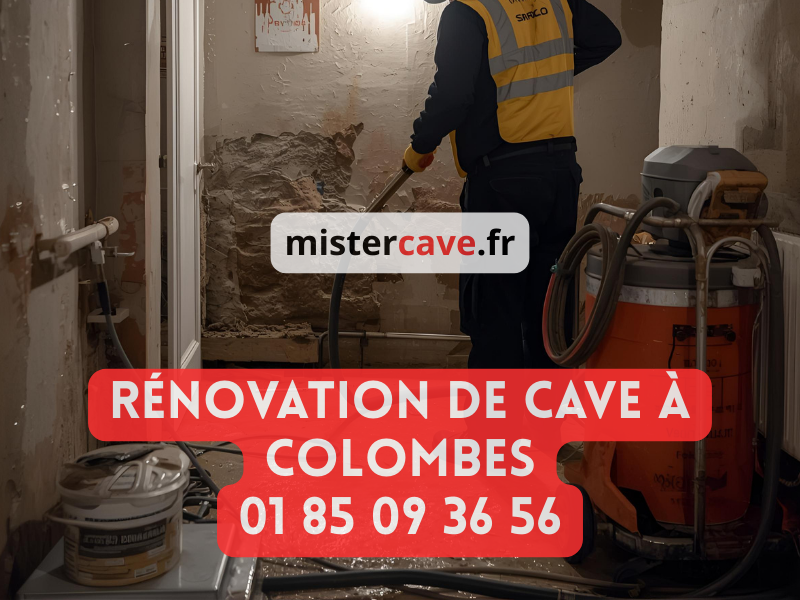technicien MisterCave effectuant un traitement anti-humidité dans une cave d'immeuble du quartier Europe, avec équipement professionnel de cuvelage