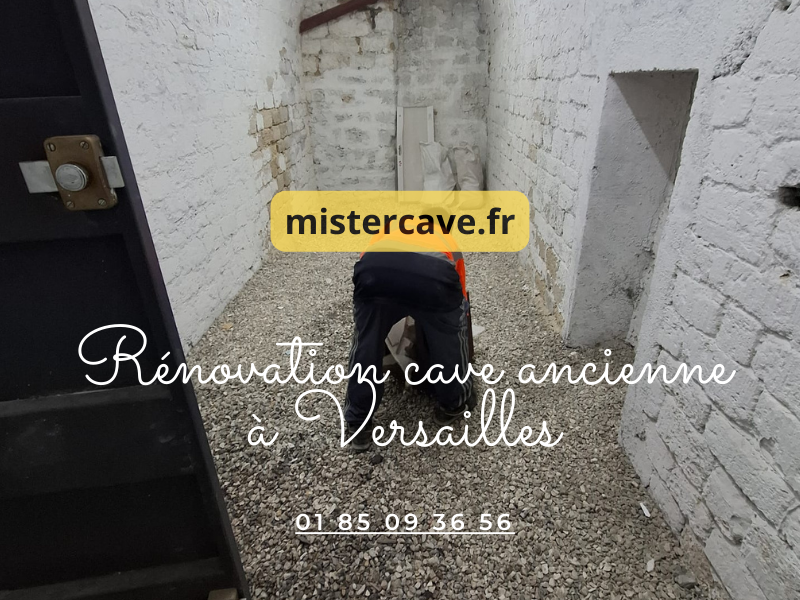 Rénovation cave ancienne à Versailles : voûte en pierre calcaire restaurée avec traitement anti-humidité et éclairage moderne dans une demeure historique
